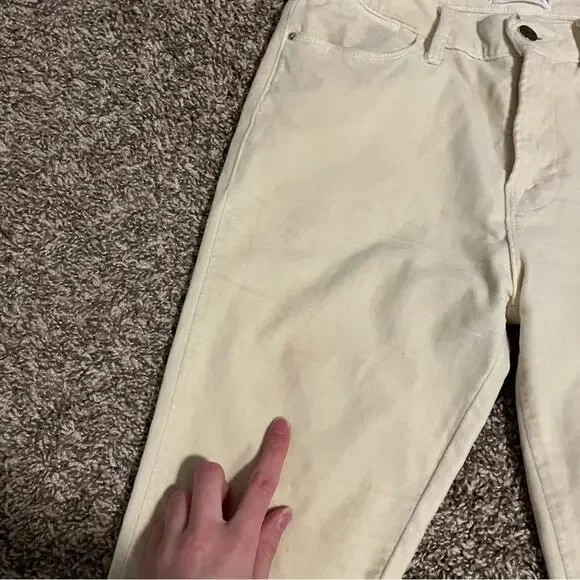 FRAME Ivory Winter White Velvet Skinny Pants Size 27 - Picture 5 of 8